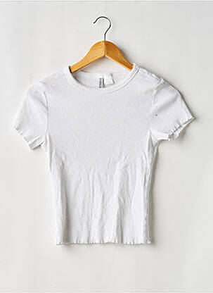 Tricou elasticitate mâneci scurte alb DIVIDED H&M femeie