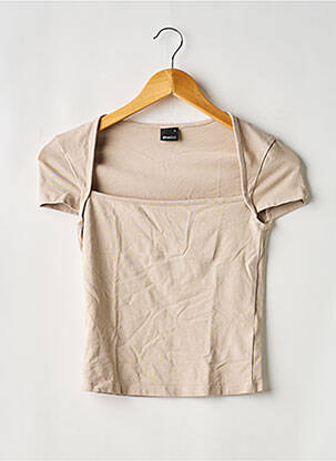 Tricou elasticitate mâneci scurte maro GINA TRICOT femeie