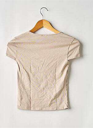 Tricou elasticitate mâneci scurte maro GINA TRICOT femeie