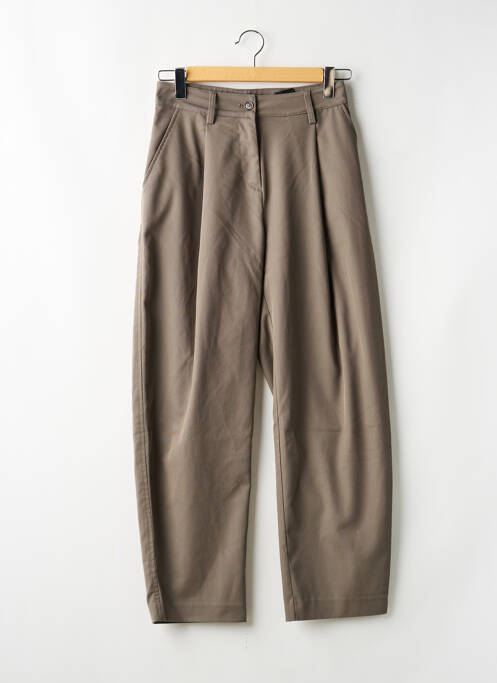 Pantalon drept țesătură poplin talie înaltă gri WEEKDAY femme