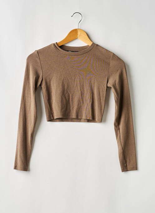 Top țesătură jersey mâneci lungi maro ZARA femme