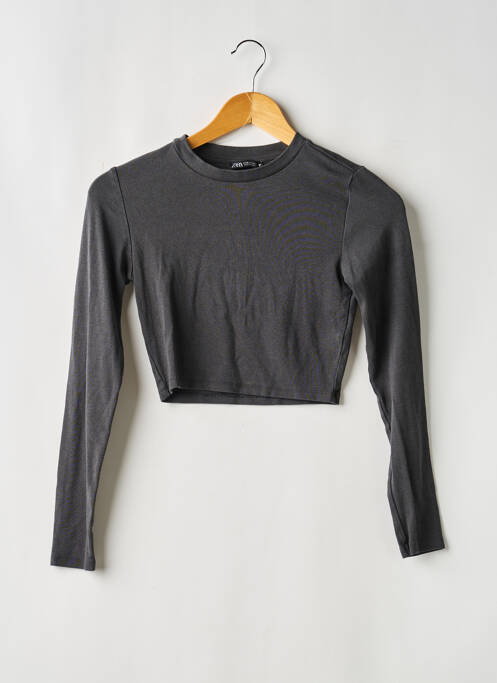 Top țesătură jersey mâneci lungi gri ZARA femme