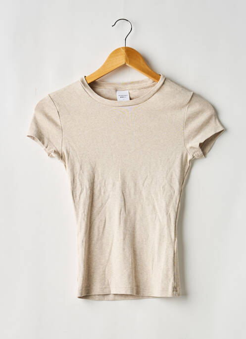 Tricou elasticitate mâneci scurte bej GINA TRICOT femme