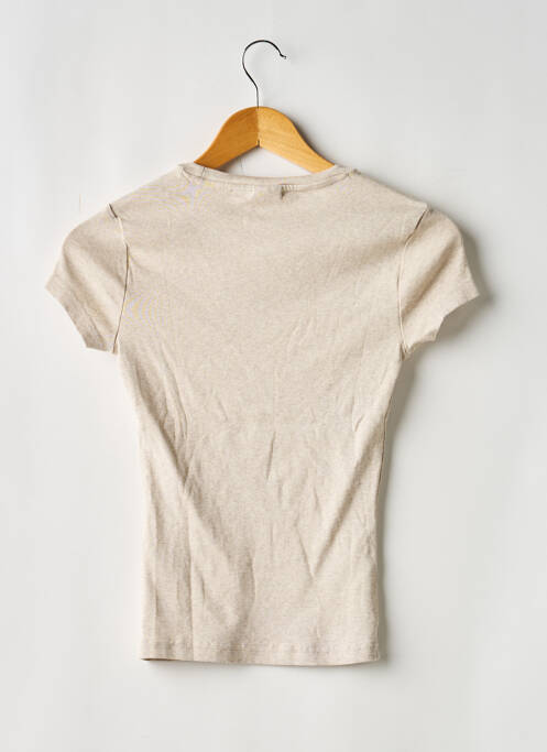 Tricou elasticitate mâneci scurte bej GINA TRICOT femme