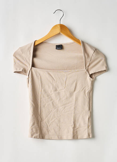Tricou elasticitate mâneci scurte maro GINA TRICOT femme