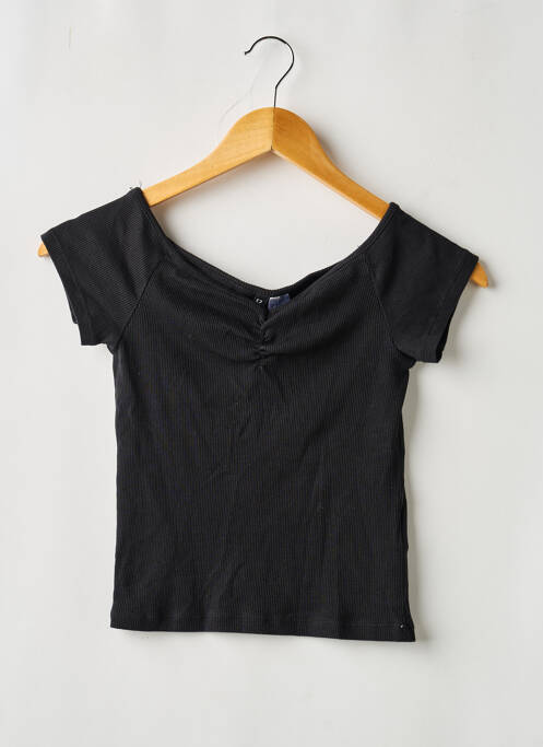 Top elasticitate mâneci scurte negru DIVIDED H&M femme