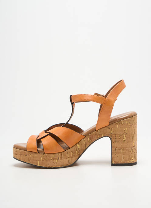 Sandale/pantofi decupați semi compensat toc de 7 la 9 cm portocaliu MARCO TOZZI femme
