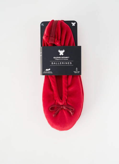 Papuci/pantofi de casă talpă exterioară din piele toc plat până la 3 cm roșu GLOVE STORY femme