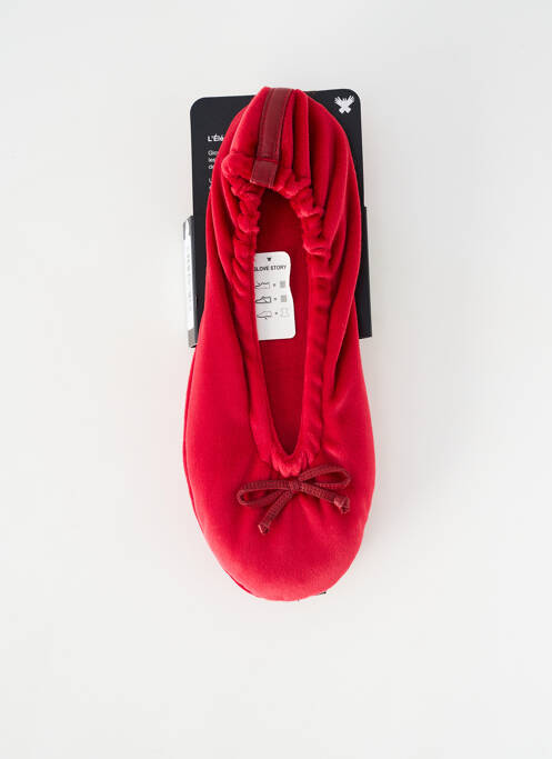 Papuci/pantofi de casă talpă exterioară din piele toc plat până la 3 cm roșu GLOVE STORY femme