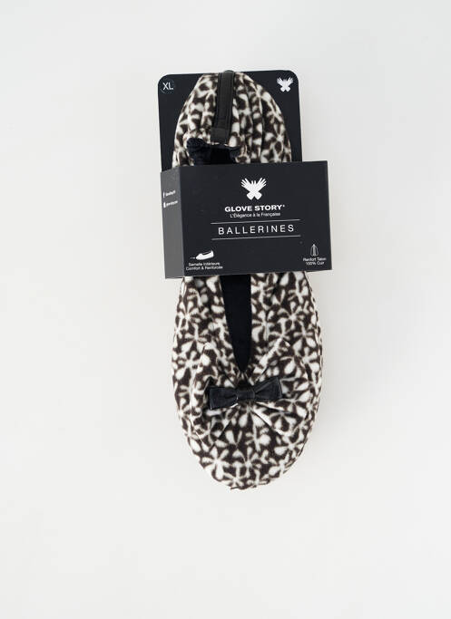 Papuci/pantofi de casă talpă exterioară din piele toc plat până la 3 cm negru GLOVE STORY femme