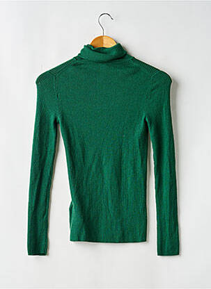 Pulover cu guler înalt țesătură ripsată mâneci lungi verde UNIQLO femeie