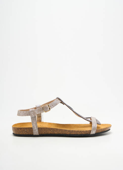 Sandale/pantofi decupați țesătură satinată toc plat până la 3 cm argintiu PLAKTON femme