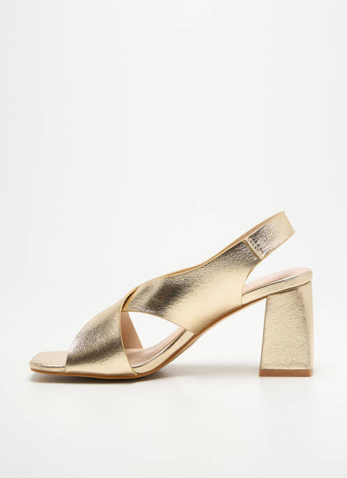 Sandale/pantofi decupați țesătură satinată toc de 7 la 9 cm auriu VANESSA WU femme