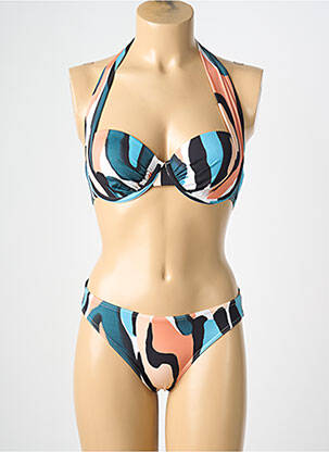 Costum de baie din două piese elasticitate sutien balconet cu decolteu înalt albastru BLUELOBSTER femme