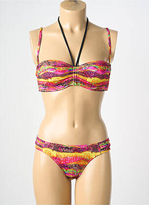 Costum de baie din două piese elasticitate sutien balconet cu decolteu înalt galben LOLITA ANGELS femeie