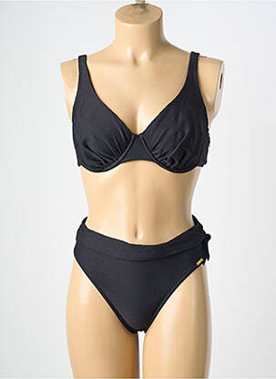 Costum de baie din două piese elasticitate sutien cupe întregi cu decolteu înalt negru MISS CARAÏBES femme