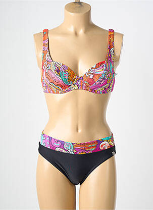 Costum de baie din două piese elasticitate sutien balconet cu decolteu înalt negru PLATJA femme