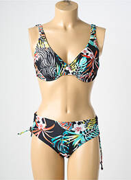 Costum de baie din două piese elasticitate sutien cupe întregi cu decolteu înalt negru LAGON BLEU femme