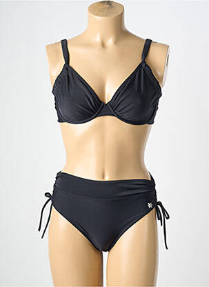 Costum de baie din două piese elasticitate sutien cupe întregi cu decolteu înalt negru PLATJA femme