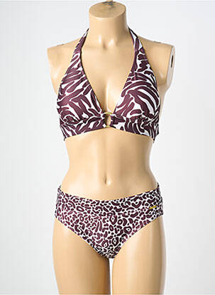 Costum de baie din două piese elasticitate top triunghiuri violet MISS CARAÏBES femeie