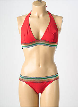 Costum de baie din două piese elasticitate top triunghiuri roșu TATIANE DE FREITAS femme