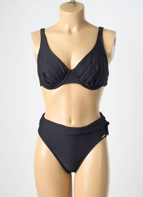 Costum de baie din două piese elasticitate sutien cupe întregi cu decolteu înalt negru MISS CARAÏBES femme