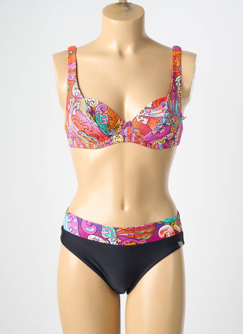Costum de baie din două piese elasticitate sutien balconet cu decolteu înalt negru PLATJA femme