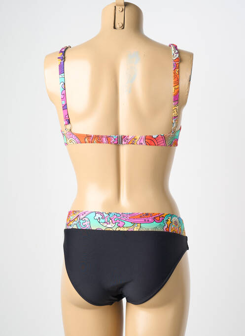 Costum de baie din două piese elasticitate sutien balconet cu decolteu înalt negru PLATJA femme