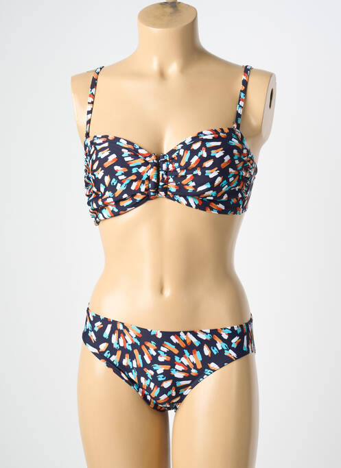 Costum de baie din două piese elasticitate sutien balconet cu decolteu înalt albastru LAGON BLEU femme