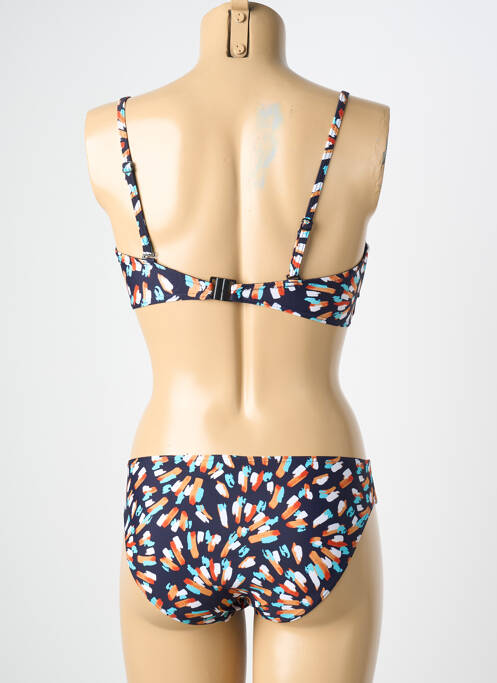 Costum de baie din două piese elasticitate sutien balconet cu decolteu înalt albastru LAGON BLEU femme