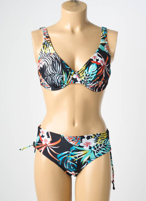 Costum de baie din două piese elasticitate sutien cupe întregi cu decolteu înalt negru LAGON BLEU femme