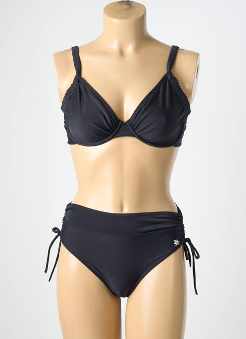 Costum de baie din două piese elasticitate sutien cupe întregi cu decolteu înalt negru PLATJA femme