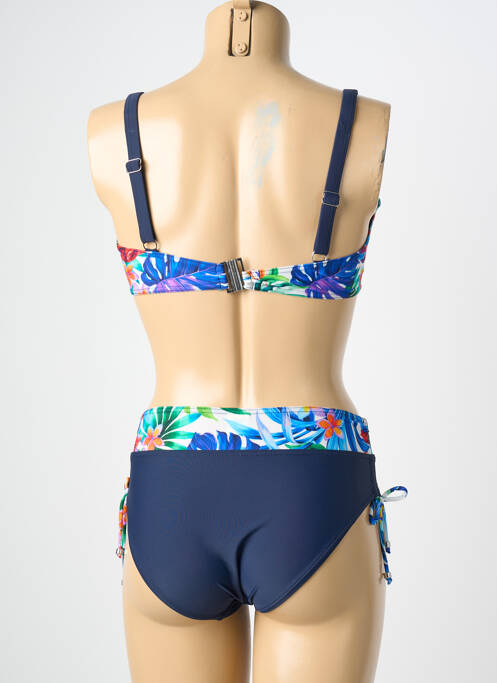 Costum de baie din două piese elasticitate sutien cupe întregi cu decolteu înalt albastru MISS CARAÏBES femme