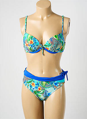 Costum de baie din două piese elasticitate top sutien modelat albastru MISS CARAÏBES femme