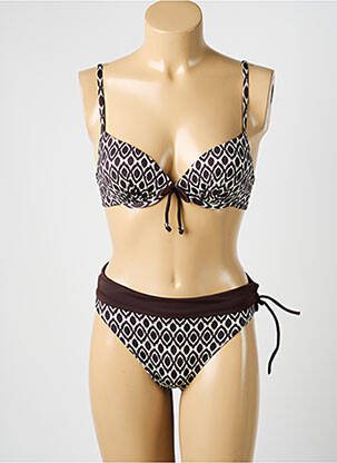 Costum de baie din două piese elasticitate top sutien modelat maro MISS CARAÏBES femeie