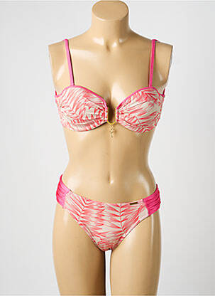 Costum de baie din două piese elasticitate top sutien modelat roz MISS CARAÏBES femeie
