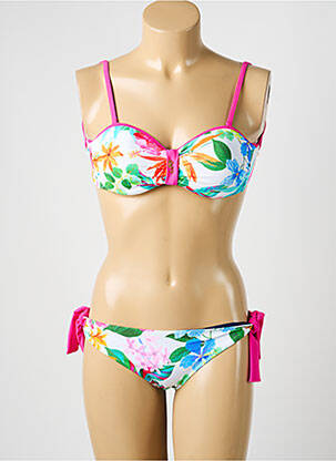 Costum de baie din două piese elasticitate top sutien modelat roz MISS CARAÏBES femeie