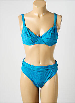 Costum de baie din două piese cu armatură sutien balconet cu decolteu înalt albastru LOLITA ANGELS femeie
