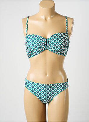 Costum de baie din două piese elasticitate top bentiță verde LAGON BLEU femeie