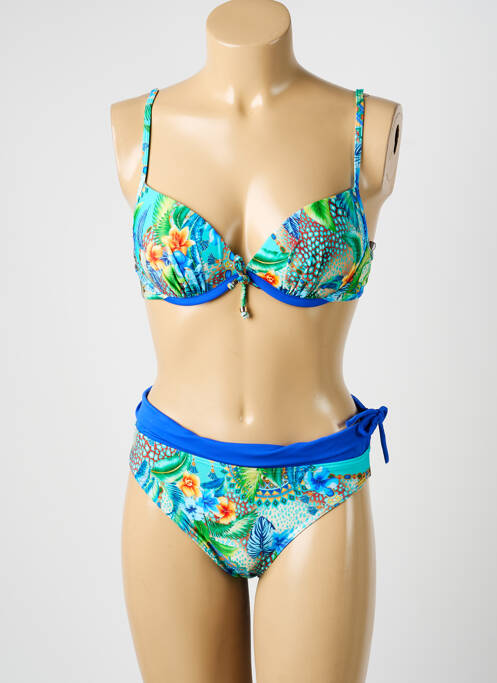 Costum de baie din două piese elasticitate top sutien modelat albastru MISS CARAÏBES femme