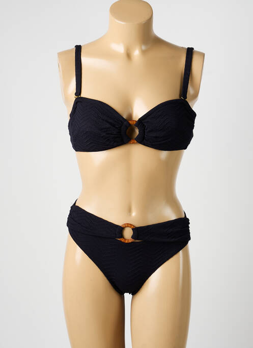 Costum de baie din două piese elasticitate sutien balconet cu decolteu înalt negru BLUE LOBSTER femme