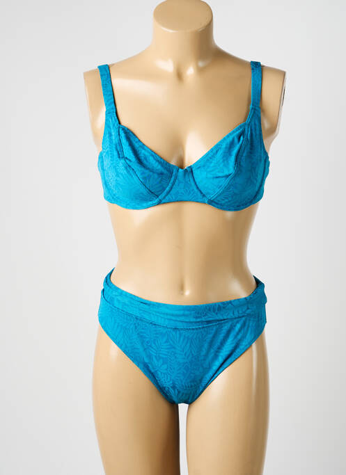 Costum de baie din două piese cu armatură sutien balconet cu decolteu înalt albastru LOLITA ANGELS femme