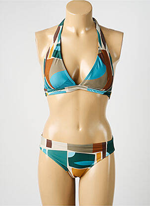 Costum de baie din două piese elasticitate bralete albastru LAGON BLEU femeie