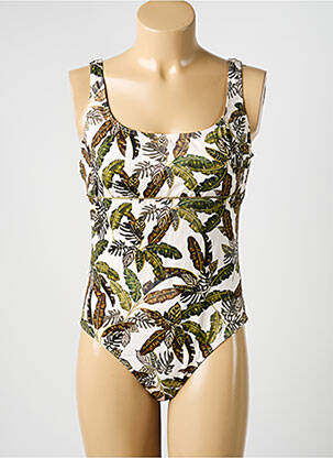 Costum de baie dintr-o singură piesă efect material satinat bej KIWI femeie