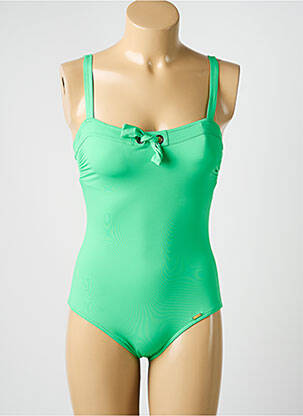 Costum de baie dintr-o singură piesă efect material satinat top sutien modelat verde LIVIA femme