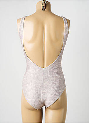 Costum de baie dintr-o singură piesă efect material satinat sutien balconet cu decolteu înalt bej LOLITA ANGELS femeie