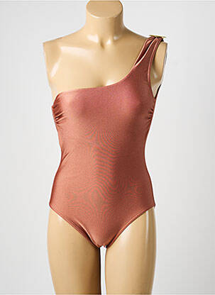 Costum de baie dintr-o singură piesă efect material satinat maro BLUELOBSTER femeie