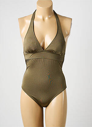 Costum de baie dintr-o singură piesă efect material satinat sutien cu susținere înaltă și burete detașabil verde DOLLY & JANE femeie