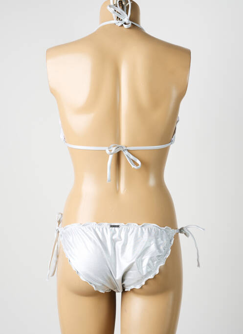Costum de baie din două piese elasticitate sutien balconet cu decolteu înalt argintiu MISS CARAÏBES femme
