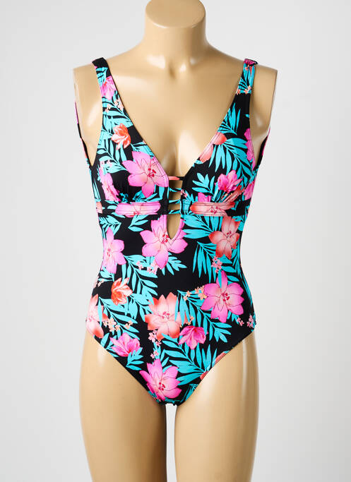 Costum de baie dintr-o singură piesă efect material satinat sutien balconet cu decolteu înalt negru LOLITA ANGELS femme